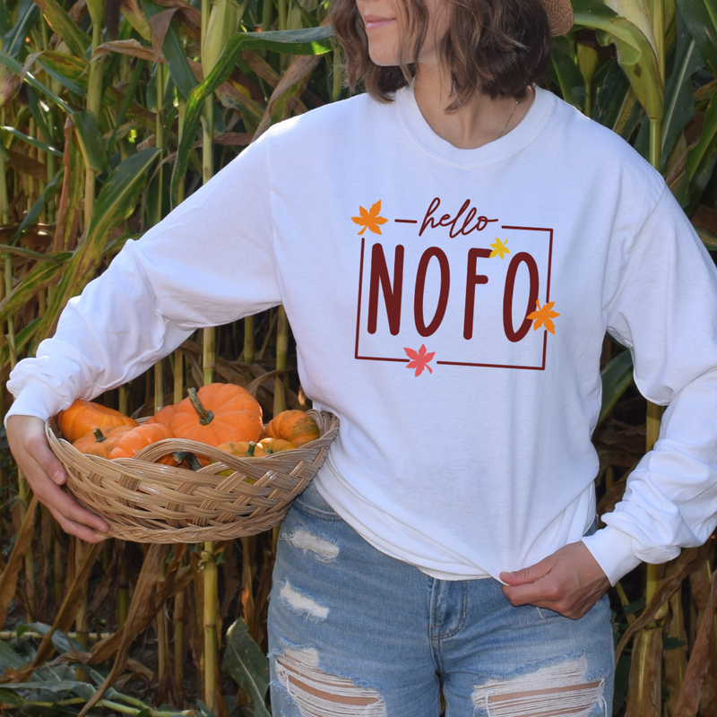 NEW! Hello NOFO Fall 🍁 Long Sleeve T-shirt | Adult Unisex | Midweight