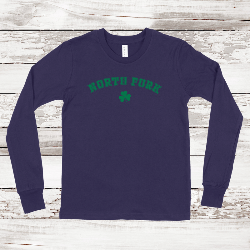 North Fork Shamrock Long Sleeve T-shirt | Kids | St. Patrick's Day Navy