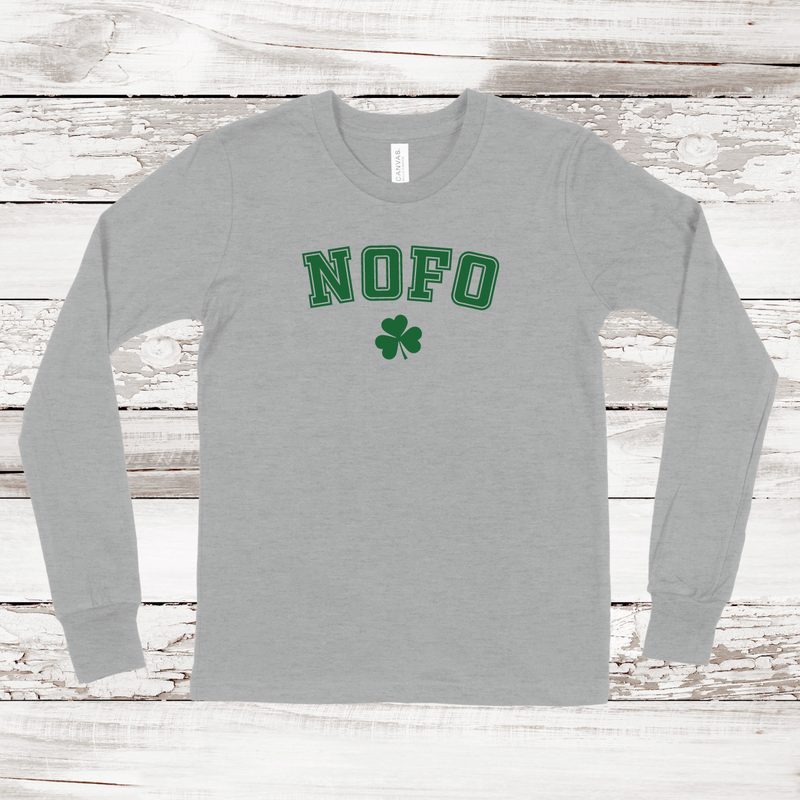 NOFO Shamrock Long Sleeve T-shirt | Kids | St. Patrick's Day Athletic Heather