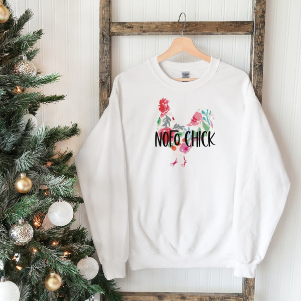 NOFO Chick Crewneck Sweatshirt | Holiday 2024 | Adult Unisex White