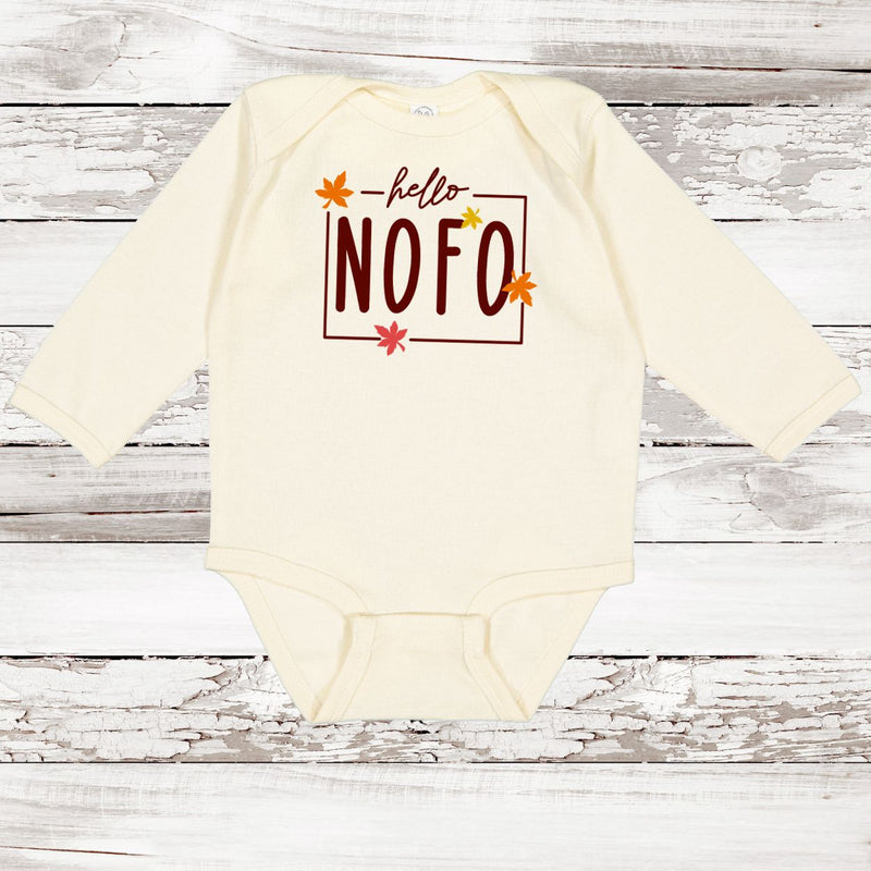 NEW! Hello NOFO Fall 🍁 Long Sleeve Baby Onesie