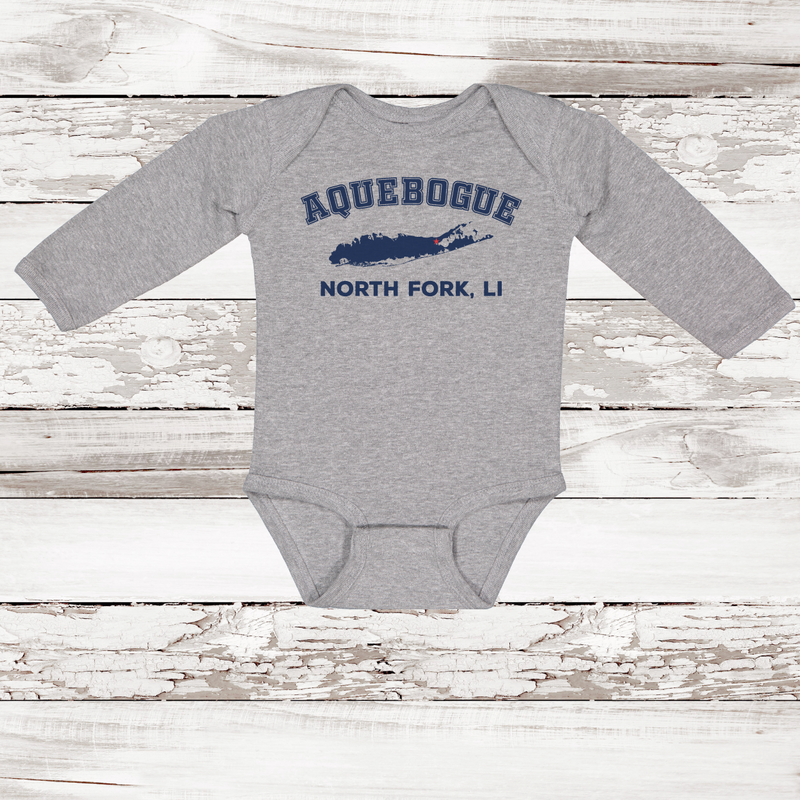 North Fork Hamlet Long Sleeve Baby Onesie | Classic Colors Heather