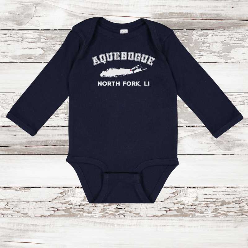 North Fork Hamlet Long Sleeve Baby Onesie | Classic Colors Navy