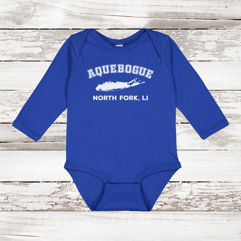 North Fork Hamlet Long Sleeve Baby Onesie | Classic Colors Royal