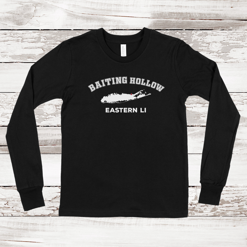 Baiting Hollow Eastern LI Long Sleeve T-shirt | Classic Colors | Kids Black