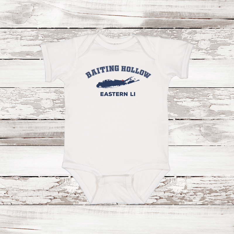 Baiting Hollow Eastern LI Baby Onesie | Classic Colors White