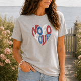 NOFO Love Heart T-shirt | Adult Unisex | Red White & Blue Athletic Heather