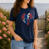 NOFO Love Heart T-shirt | Adult Unisex | Red White & Blue Navy