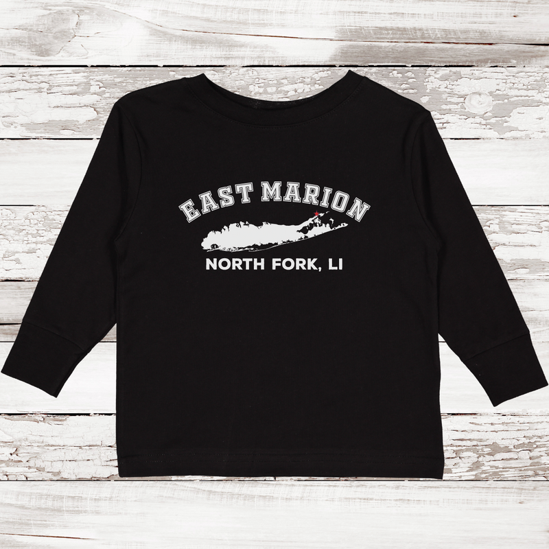 East Marion North Fork LI Long Sleeve T-shirt | Classic Colors | Toddler Black