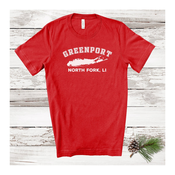 Greenport North Fork LI T-shirt | Holiday 2024 | Adult Unisex Very Red