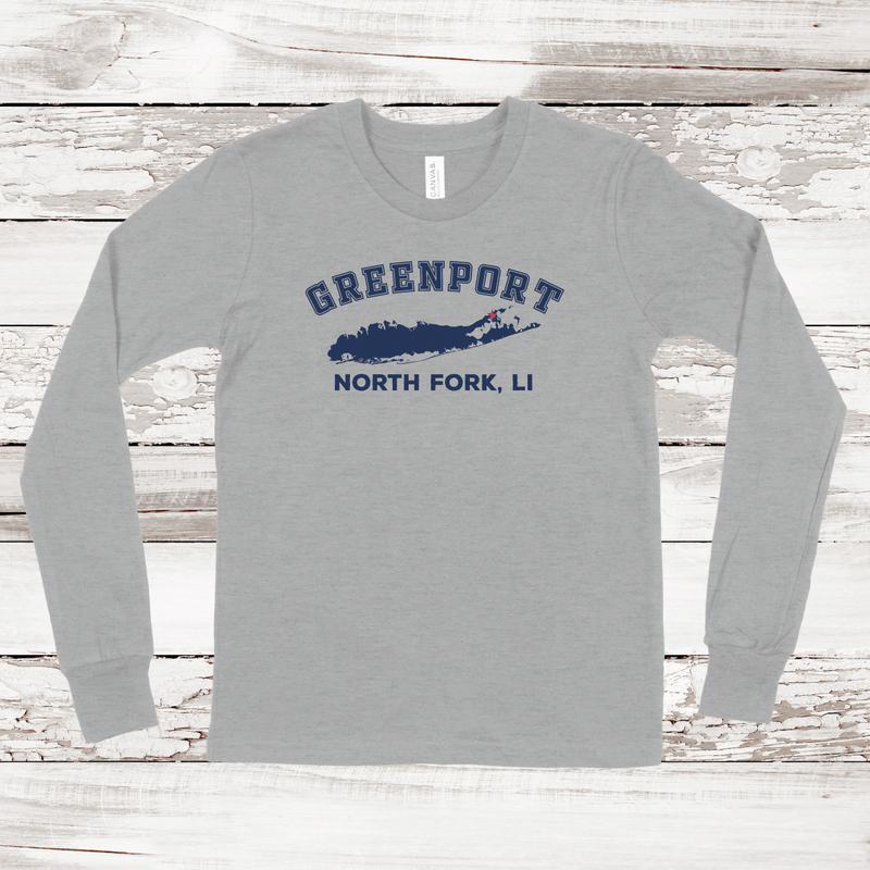 Greenport North Fork Long Sleeve T-shirt | Classic Colors | Kids Athletic Heather