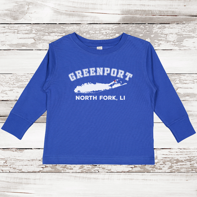 Greenport North Fork LI Long Sleeve T-shirt | Classic Colors | Toddler Royal