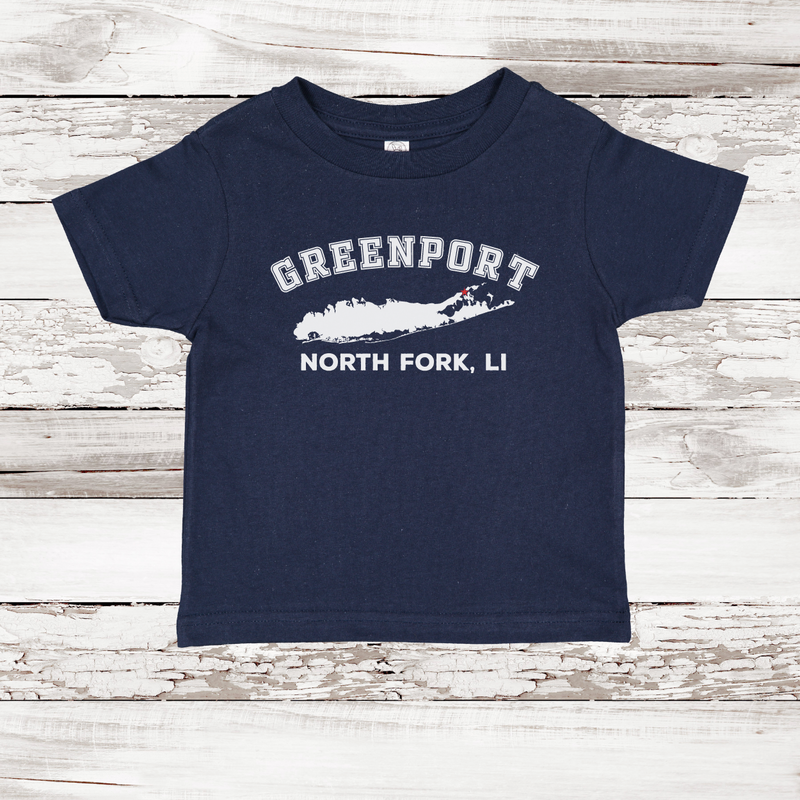 Greenport North Fork LI Short Sleeve T-shirt | Classic Colors | Toddler Navy