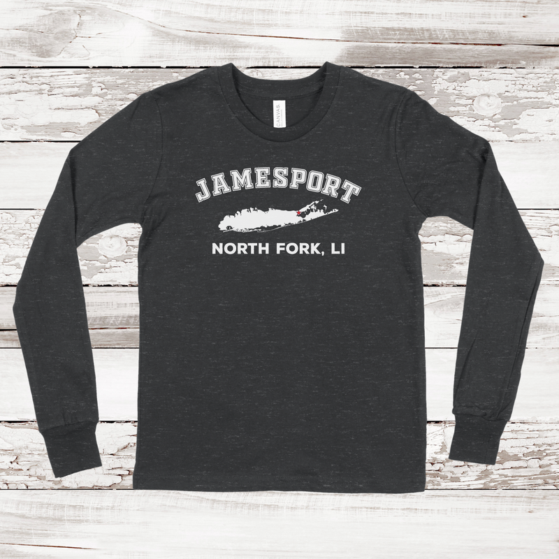 Jamesport North Fork Long Sleeve T-shirt | Classic Colors | Kids Dark Grey Heather