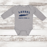 Laurel North Fork LI Long Sleeve Baby Onesie | Classic Colors Heather