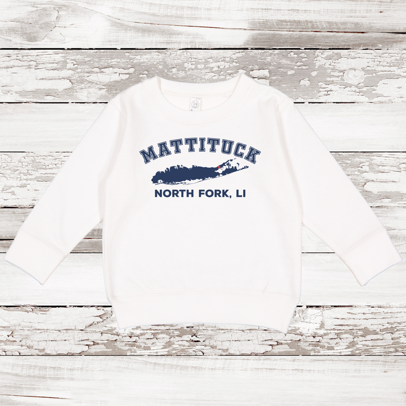 Mattituck North Fork LI Fleece Sweatshirt | Classic Colors | Toddler White