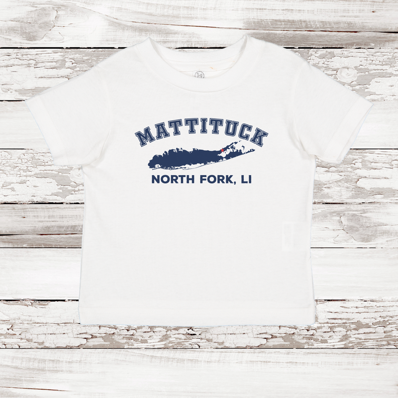 Mattituck North Fork LI Short Sleeve T-shirt | Classic Colors | Toddler White