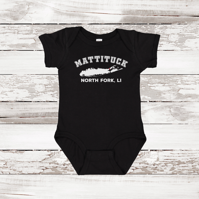 Mattituck North Fork LI Baby Onesie | Classic Colors Black