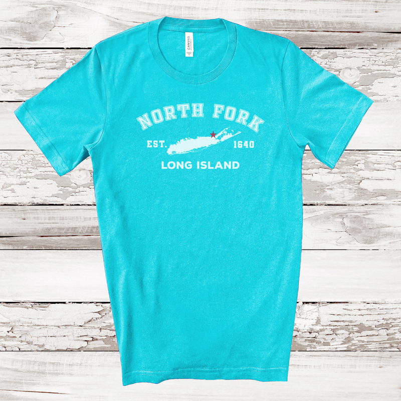 North Fork Long Island T-shirt | Adult Unisex | Turquoise