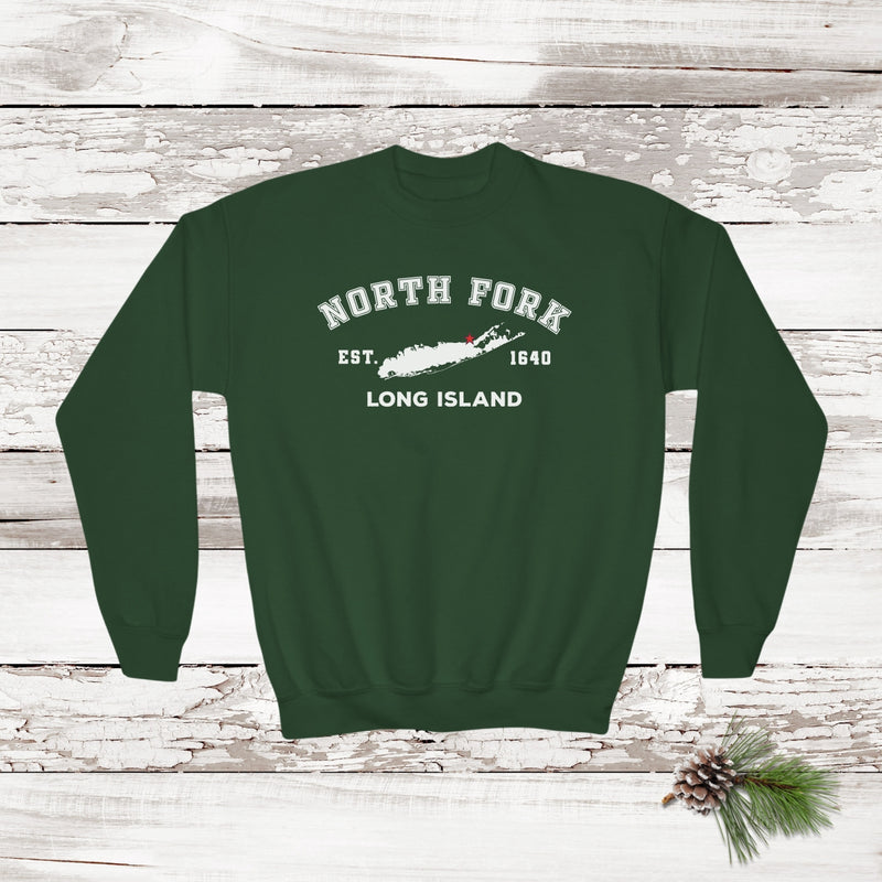 Classic North Fork Long Island Crewneck Sweatshirt | Holiday 2024 | Kids Forest