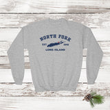 Classic North Fork Long Island Crewneck Sweatshirt | Holiday 2024 | Kids Sport Grey