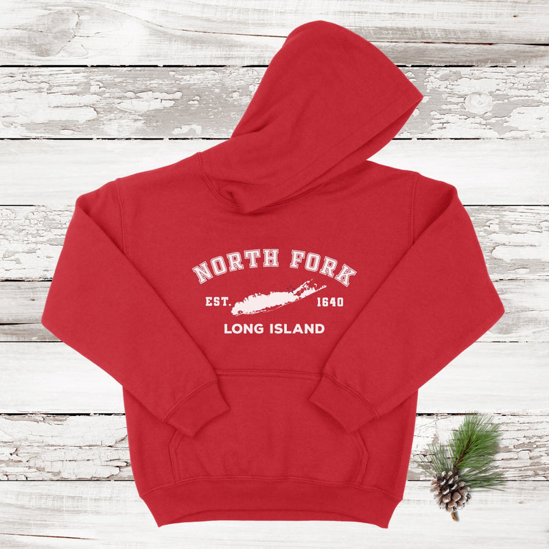 Classic North Fork Long Island Hoodie | Holiday 2024 | Kids Red