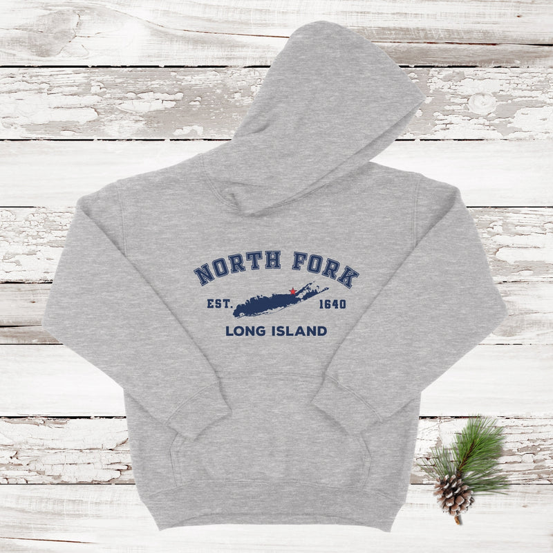 Classic North Fork Long Island Hoodie | Holiday 2024 | Kids Sport Grey