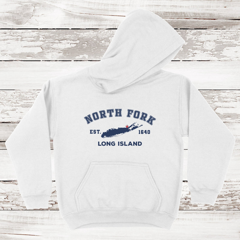 Classic North Fork Long Island Hoodie | Holiday 2024 | Kids White