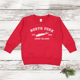 Classic North Fork Long Island Fleece Sweatshirt | Holiday 2024 | Toddler Red