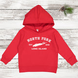 Classic North Fork Long Island Fleece Hoodie | Holiday 2024 | Toddler Red