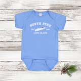 Classic North Fork LI | Holiday 2024 | Baby Onesie Carolina Blue