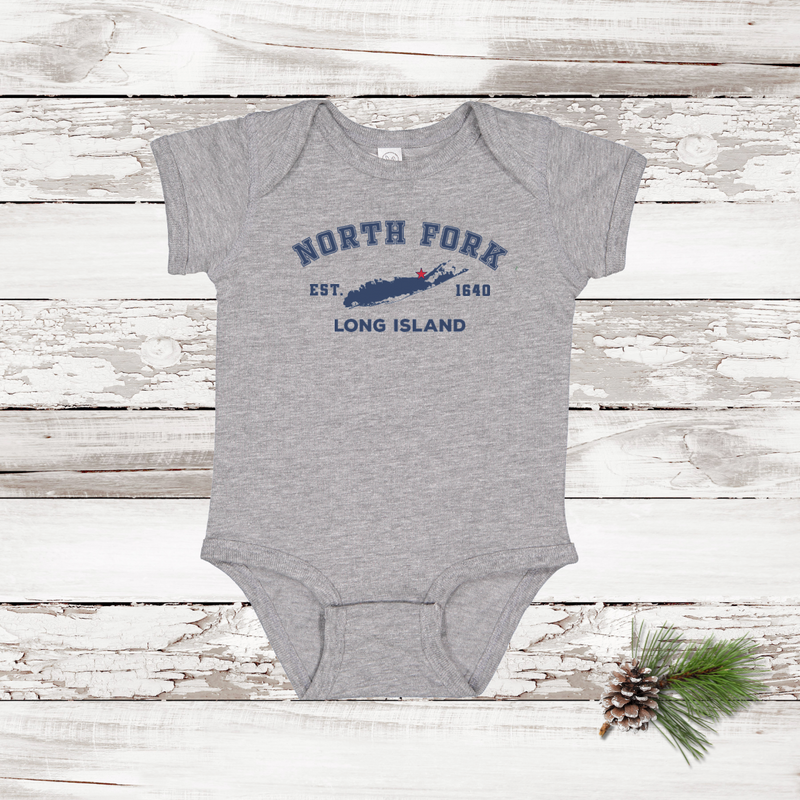 Classic North Fork LI | Holiday 2024 | Baby Onesie Heather