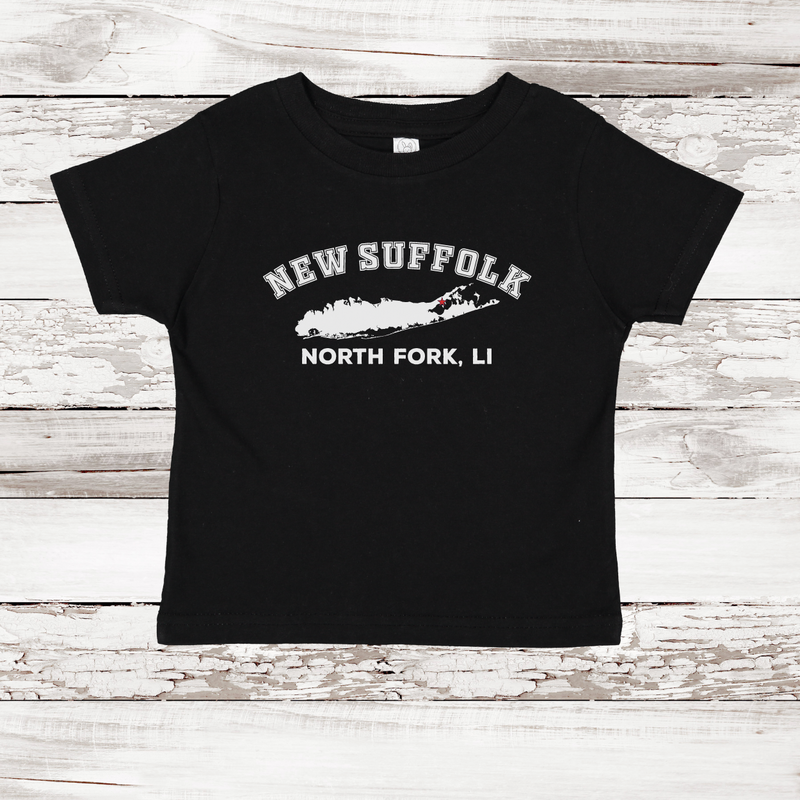 New Suffolk North Fork LI Short Sleeve T-shirt | Classic Colors | Toddler Black