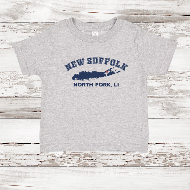 New Suffolk North Fork LI Short Sleeve T-shirt | Classic Colors | Toddler Heather
