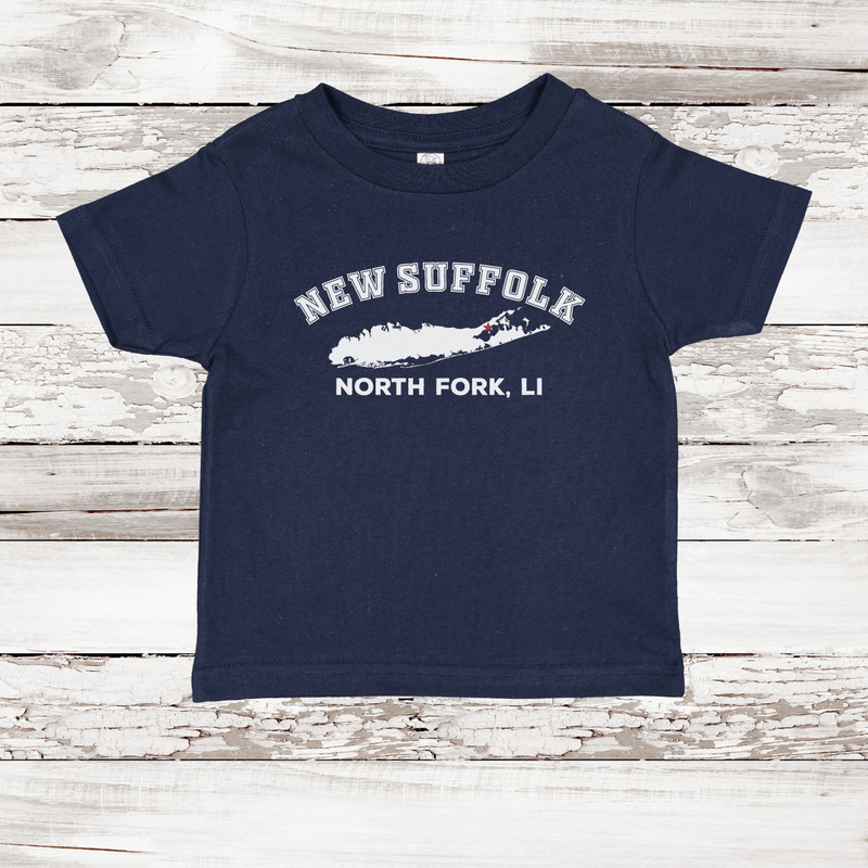 New Suffolk North Fork LI Short Sleeve T-shirt | Classic Colors | Toddler Navy