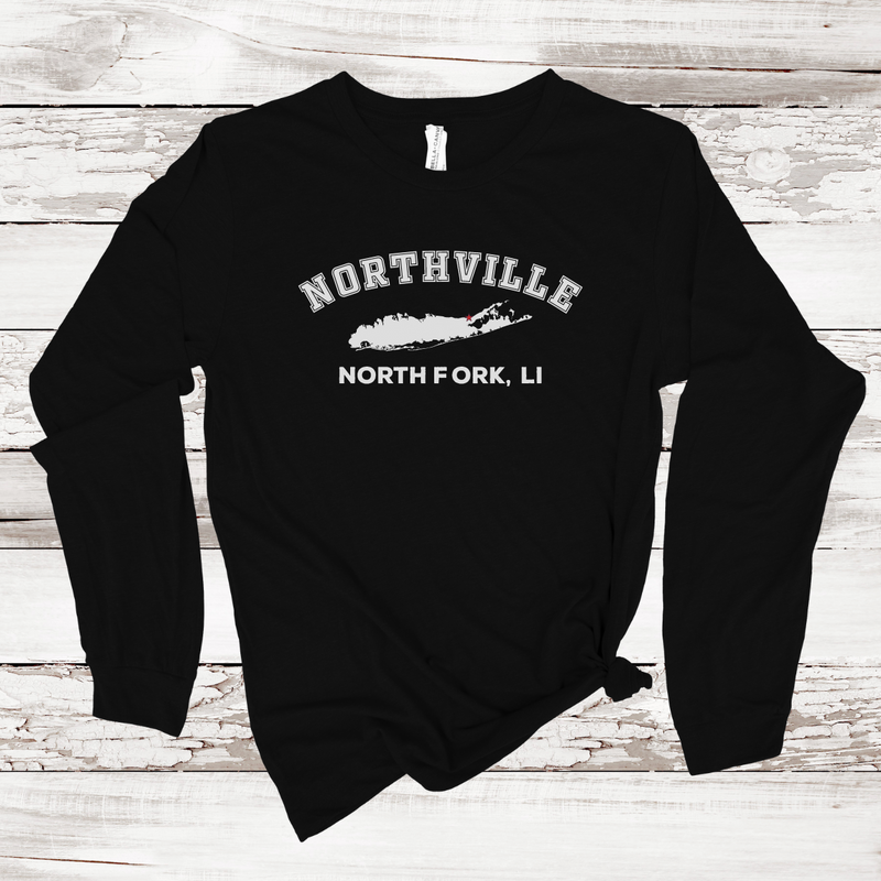 Northville North Fork Long Sleeve T-shirt | Classic Colors | Adult Unisex Black