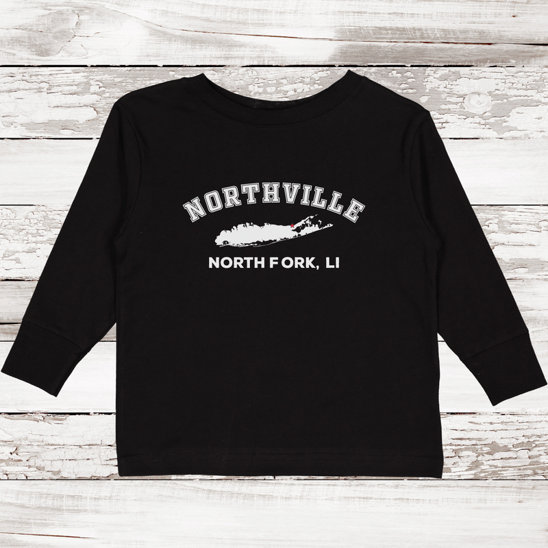 Northville North Fork LI Long Sleeve T-shirt | Classic Colors | Toddler Black