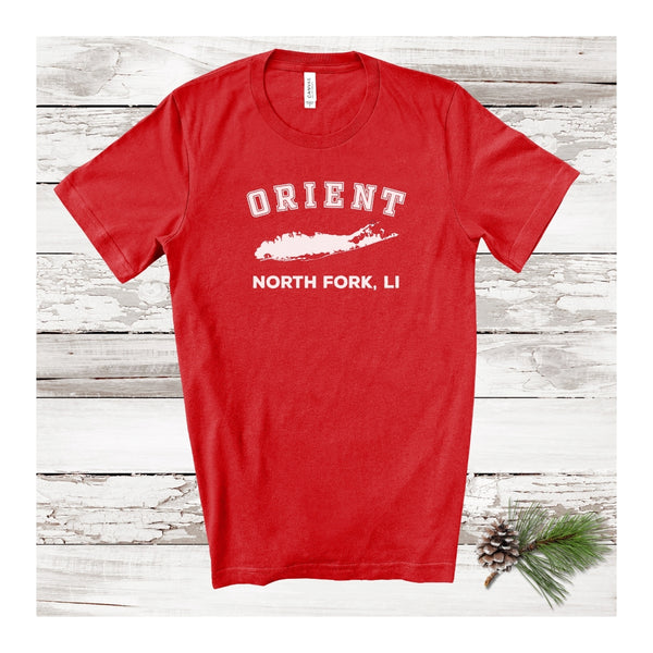 Orient North Fork LI T-shirt | Holiday 2024 | Adult Unisex Very Red