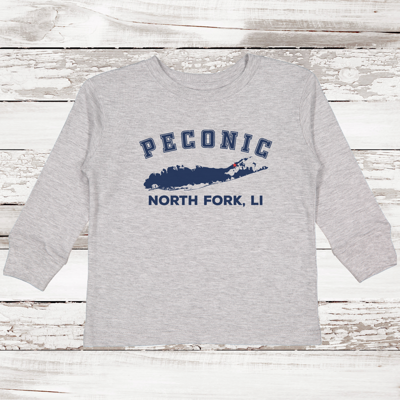 Peconic North Fork LI Long Sleeve T-shirt | Classic Colors | Toddler Heather