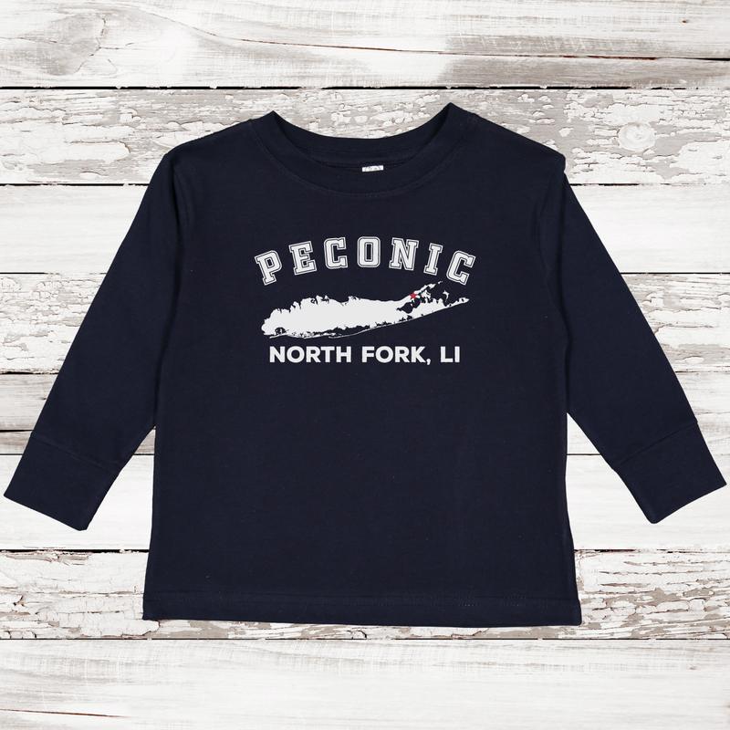 Peconic North Fork LI Long Sleeve T-shirt | Classic Colors | Toddler Navy