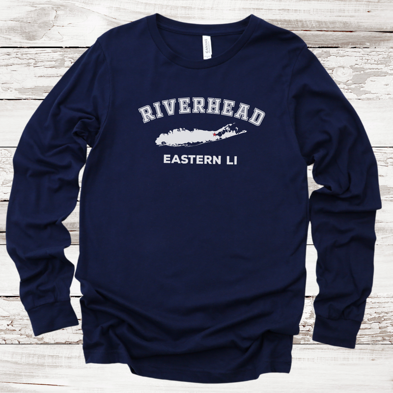 Riverhead Eastern LI Long Sleeve T-shirt | Classic Colors |Adult Unisex Navy