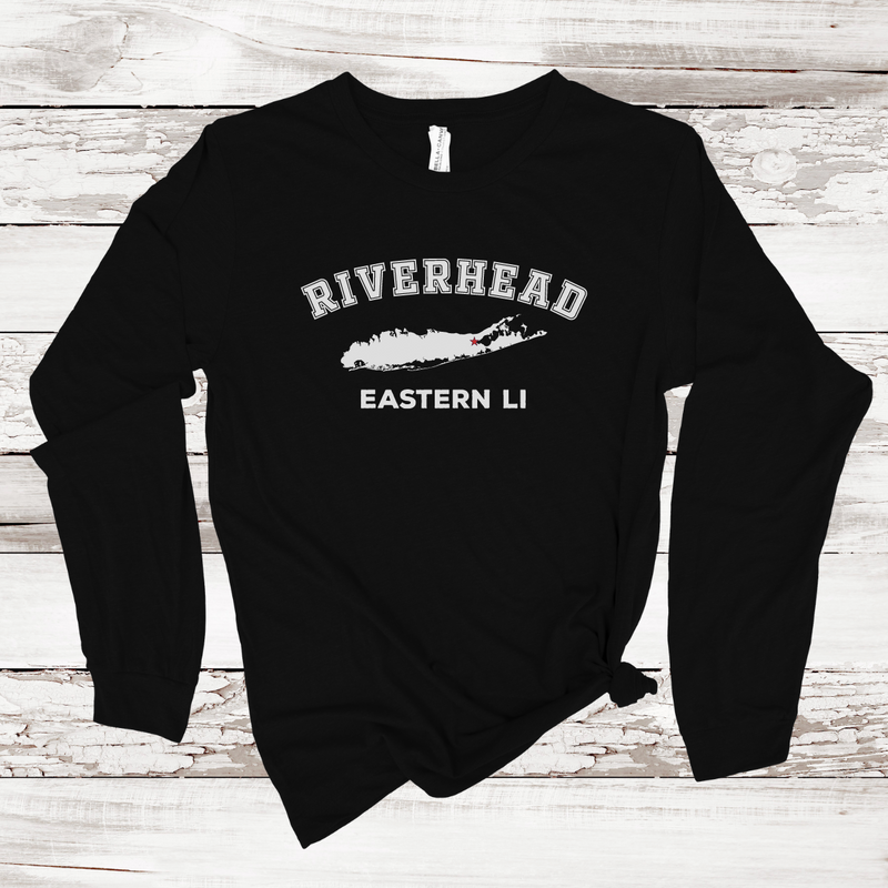 Riverhead Eastern LI Long Sleeve T-shirt | Classic Colors | Adult Unisex Black