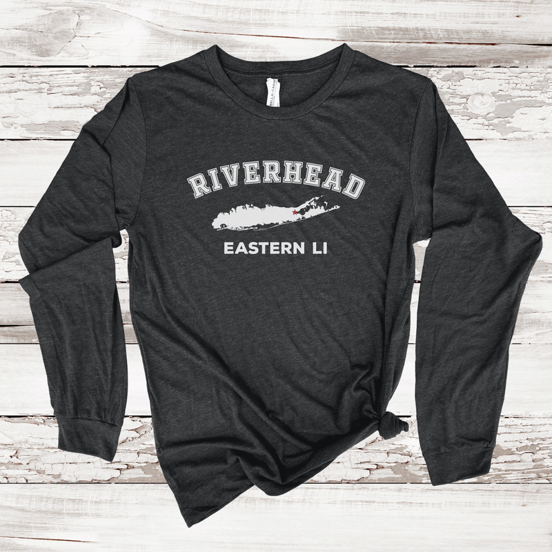 Riverhead Eastern LI Long Sleeve T-shirt | Classic Colors | Adult Unisex Dark Grey Heather