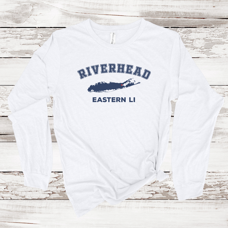 Riverhead Eastern LI Long Sleeve T-shirt | Classic Colors | Adult Unisex White