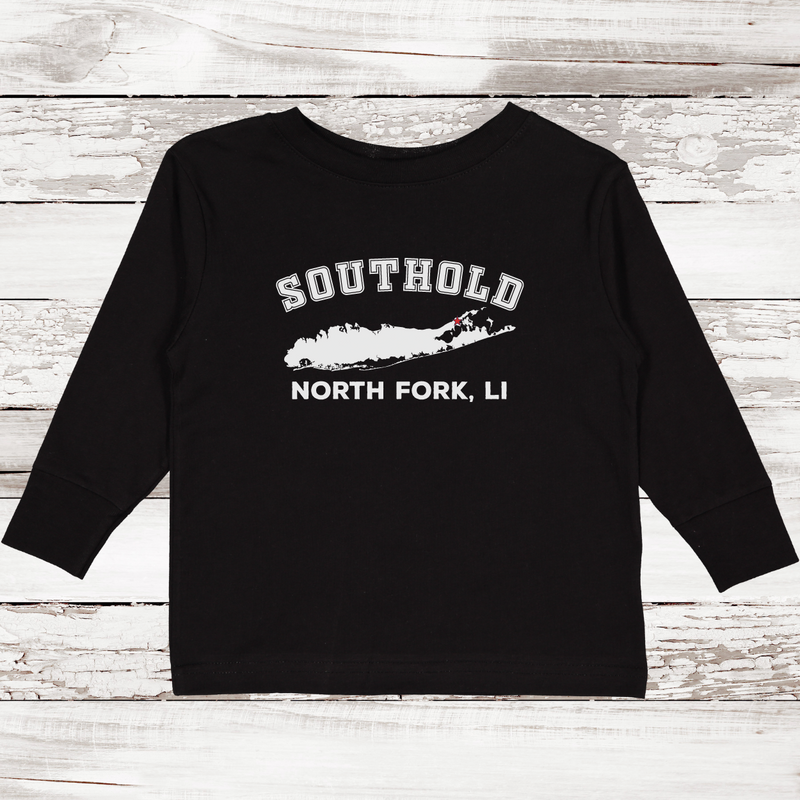 Southold North Fork LI Long Sleeve T-shirt | Classic Colors | Toddler Black