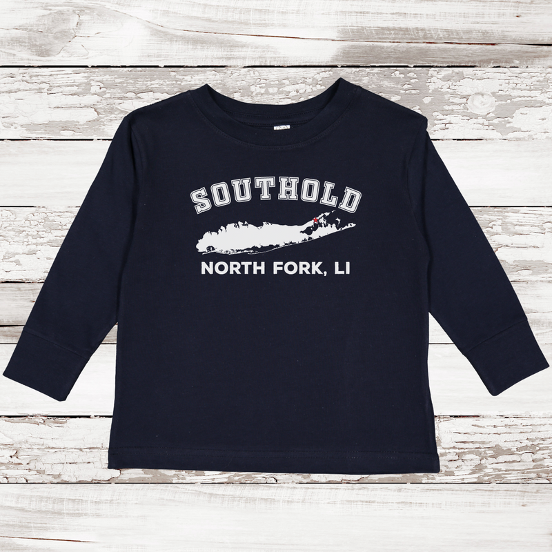 Southold North Fork LI Long Sleeve T-shirt | Classic Colors | Toddler Navy