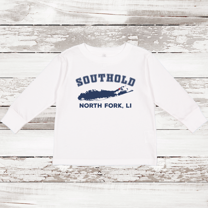 Southold North Fork LI Long Sleeve T-shirt | Classic Colors | Toddler White