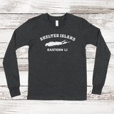 Shelter Island Eastern LI Long Sleeve T-shirt | Classic Colors | Kids Dark Grey Heather