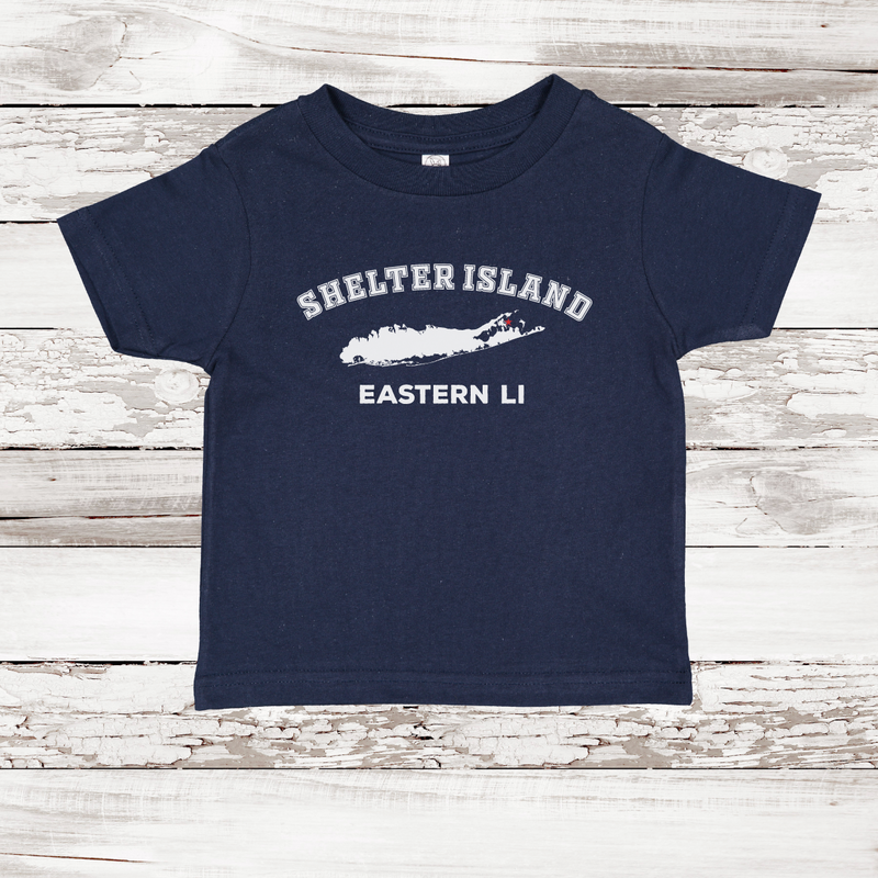 Shelter Island Eastern LI Short Sleeve T-shirt | Classic Colors | Toddler Navy