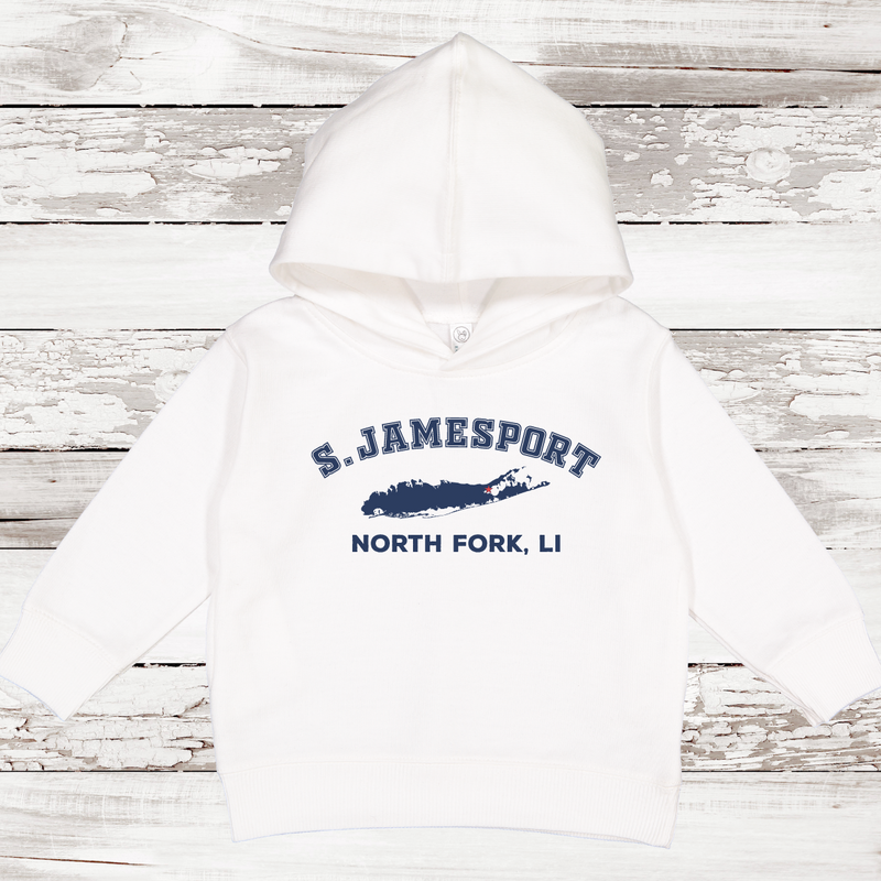 South Jamesport North Fork LI Fleece Hoodie | Classic Colors |Toddler White